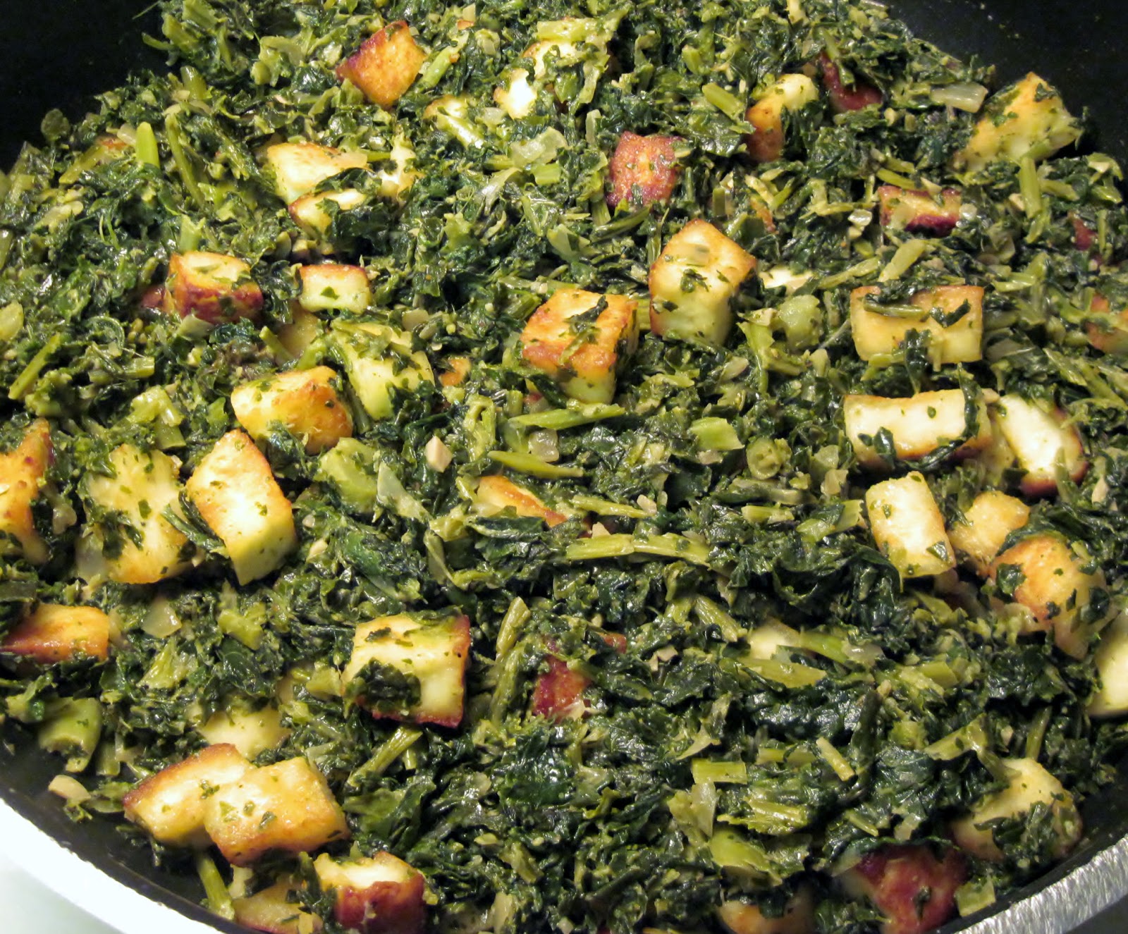 Spinach With Indian Cheese Recipe — Dishmaps