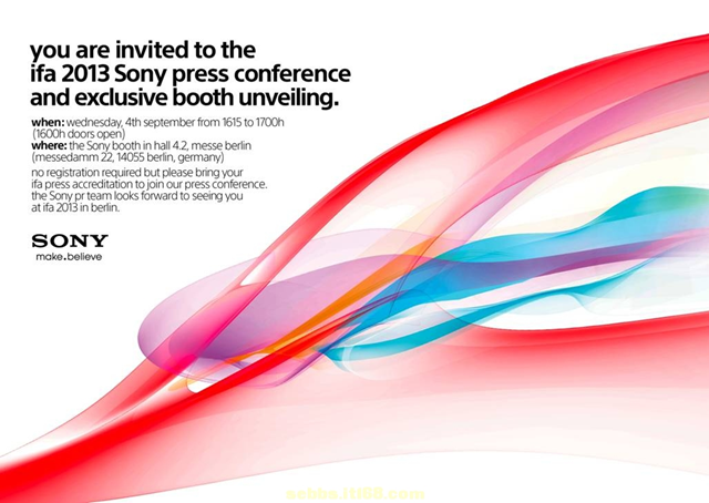 Sony IFA 2013 Press Invite