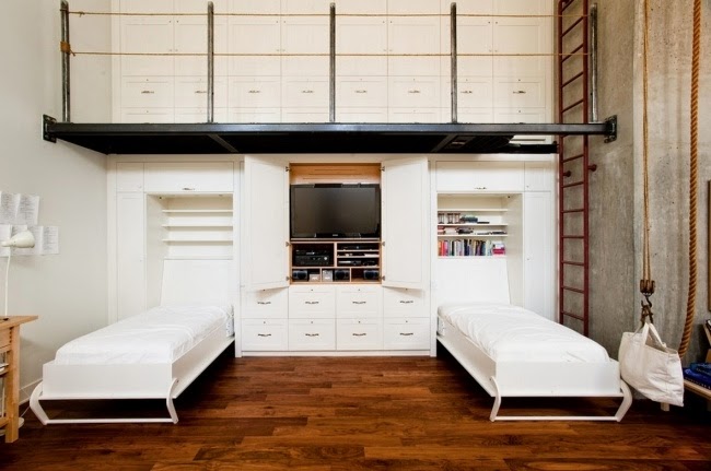 space saving furniture ideas, kids room with folding beds