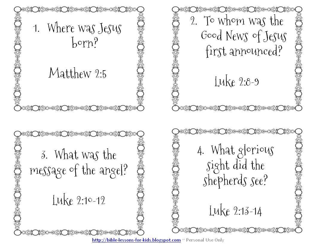 Worksheets Children Bible Study Worksheets bible lessons for kids christmas question cards games and these are personal or classroom use only the questions have children looking directly into answers an an