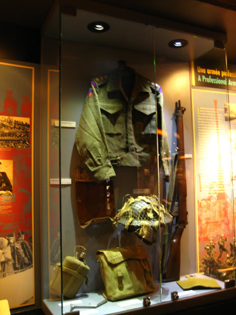Photo of Canadian uniform during World War Two in Canadian War Memorial Museum in Caen, France. Photo of Canadian uniform during World War Two in Canadian War Memorial Museum in Caen, France.