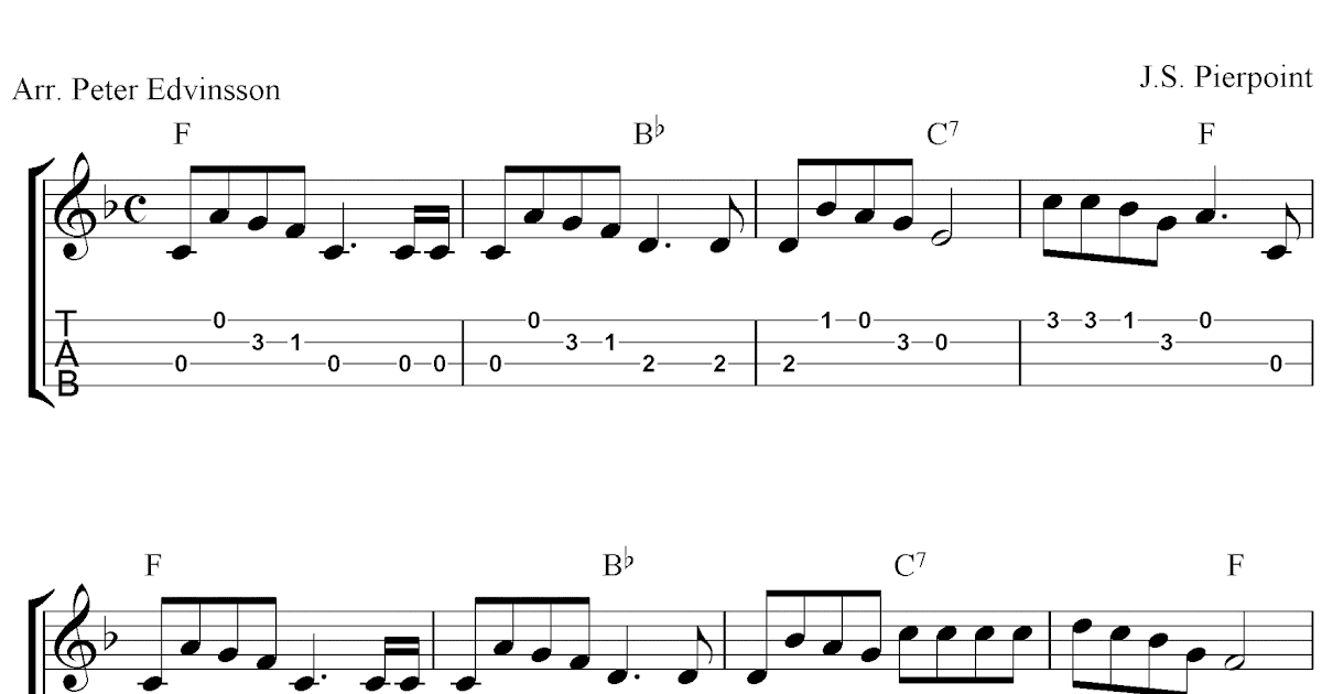 Jingle Bells, free Christmas ukulele tab sheet music