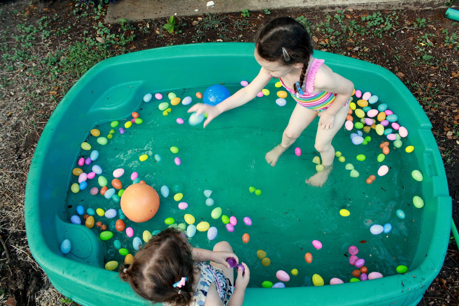 Having Fun at Home Leftover Easter Egg Idea The Pool!