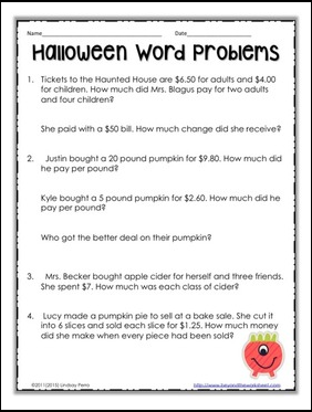 halloween word problem worksheets wwwpicsbudcom the best of teacher entrepreneurs ii free math lesson png x halloween word problem worksheets