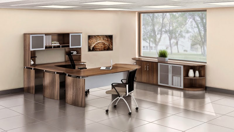 Medina Desk Configuration in Brown Sugar Finish Medina Desk Configuration in Brown Sugar Finish