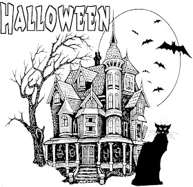Printable halloween coloring pages: Printable Halloween Haunted House