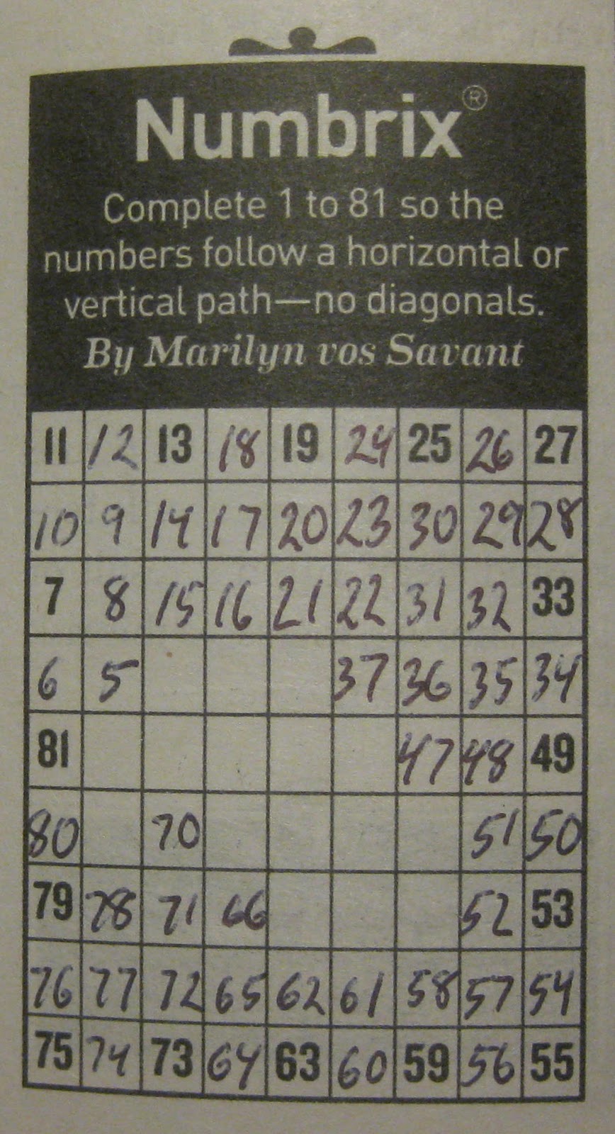 Pergelator Numbrix
