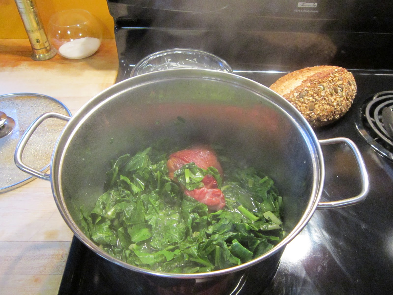 Fatback and Foie Gras Southern Collard Greens with Ham Hocks