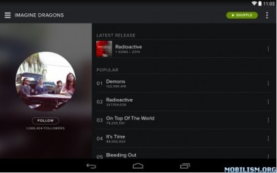 Spotify Music 2.7.0.883 Premium app smartphone android Spotify Music 2.7.0.883 Premium modificato