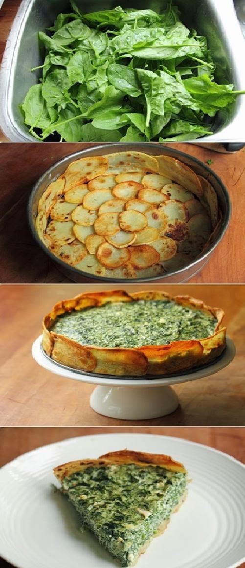 Food & Drink Spinach and Spring Herb Torta in Potato Crust