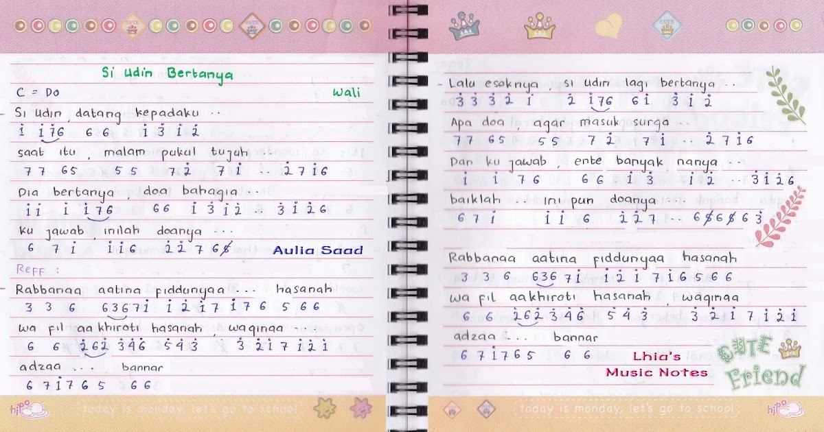 Not Angka Wali Si Udin Bertanya Aulia S World