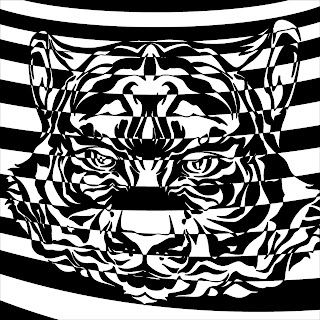 tiger op art in black and white