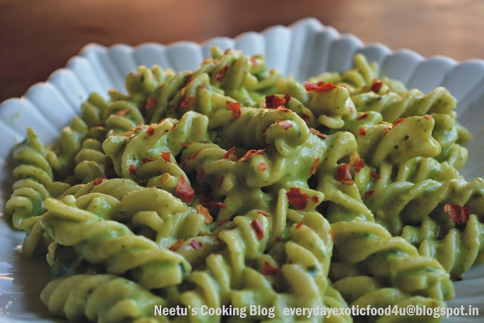 Fussili in Spinach Sauce