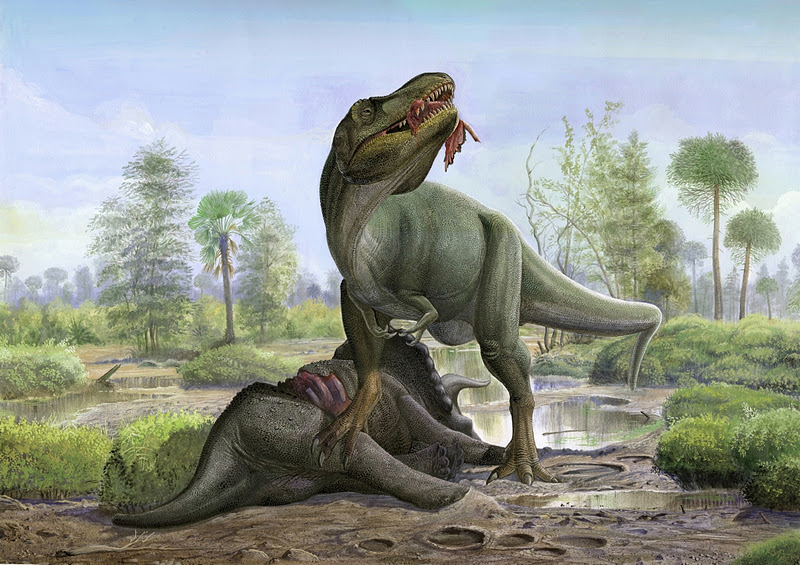 Charles Weyland's Dinosaurs 35.Tyrannosaurus+rex+and+Triceratops+prorsus