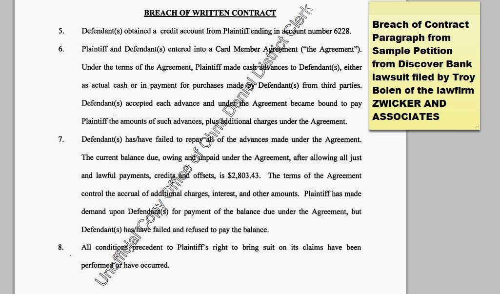 Consumer Debt Litigation (Texas) ZWICKER AND ASSOCIATES