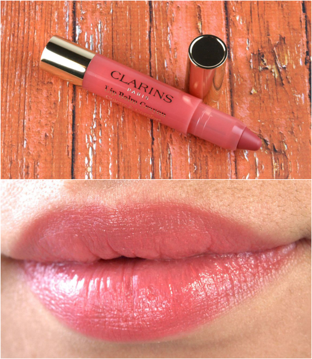 Clarins Instant Light Radiance Boosting Complexion Base in "Champagne" & Lip Balm Crayon in "Creamy Pink": Review and Swatches