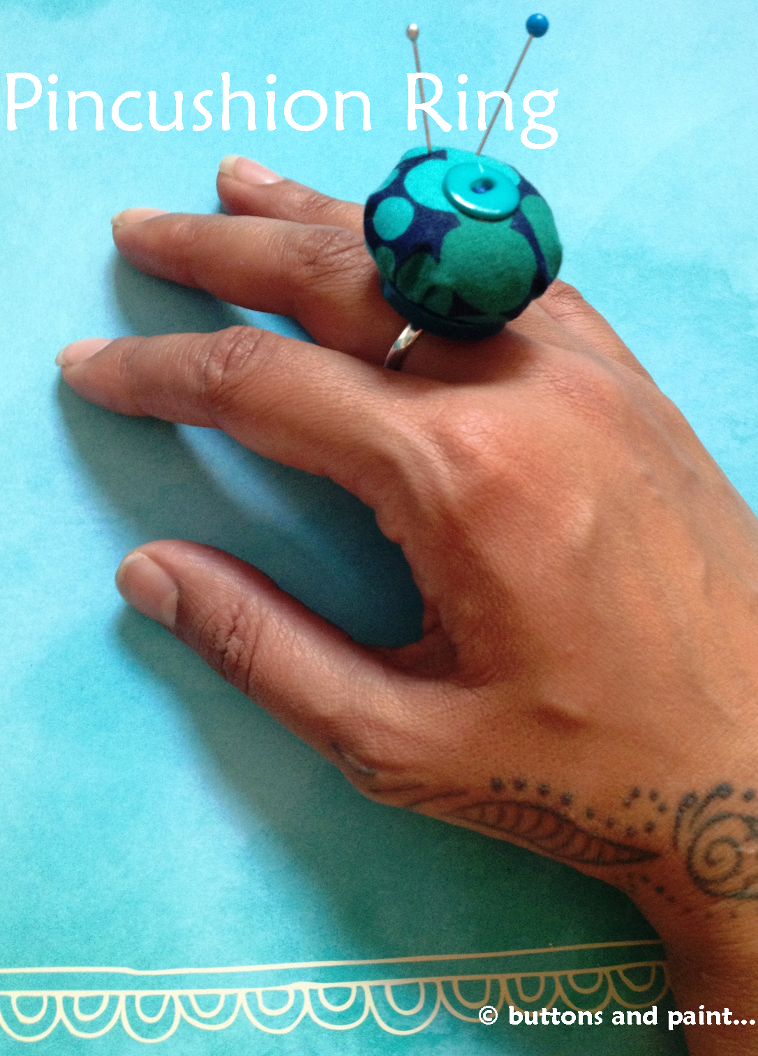 buttons and paint... and a Pincushion Ring