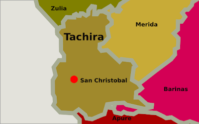 Mapa del estado Tachira Venezuela