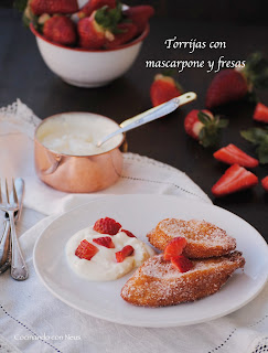 Torrijas con mascarpone y fresas Torrijas con mascarpone y fresas