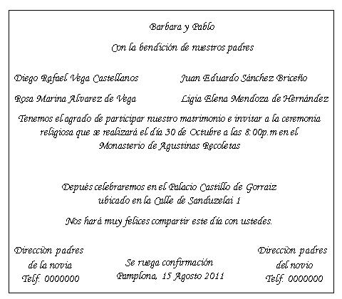 ejemplos de invitaciones de boda