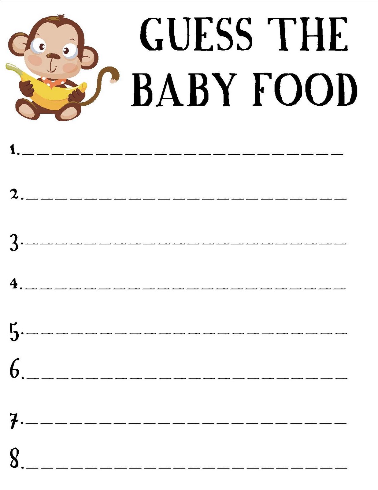 baby shower guessing game template
