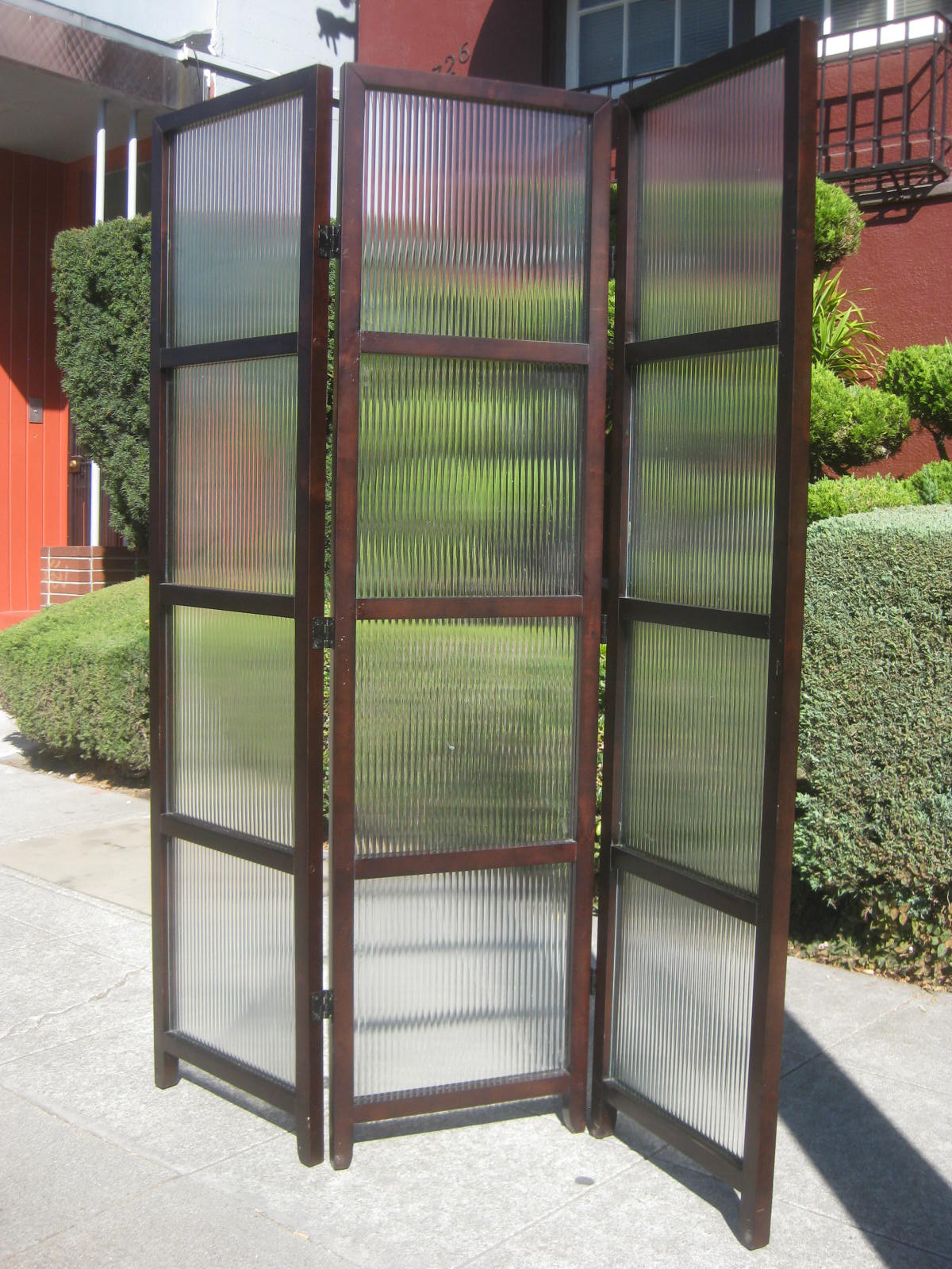 UHURU FURNITURE & COLLECTIBLES SOLD Glass and Wood Room Divider 125