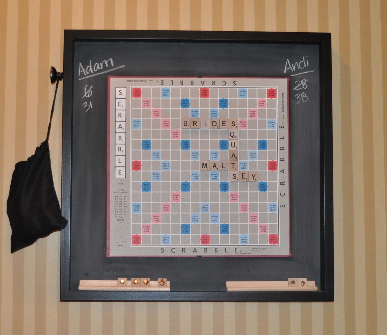House of Payne Hanging Scrabble board.