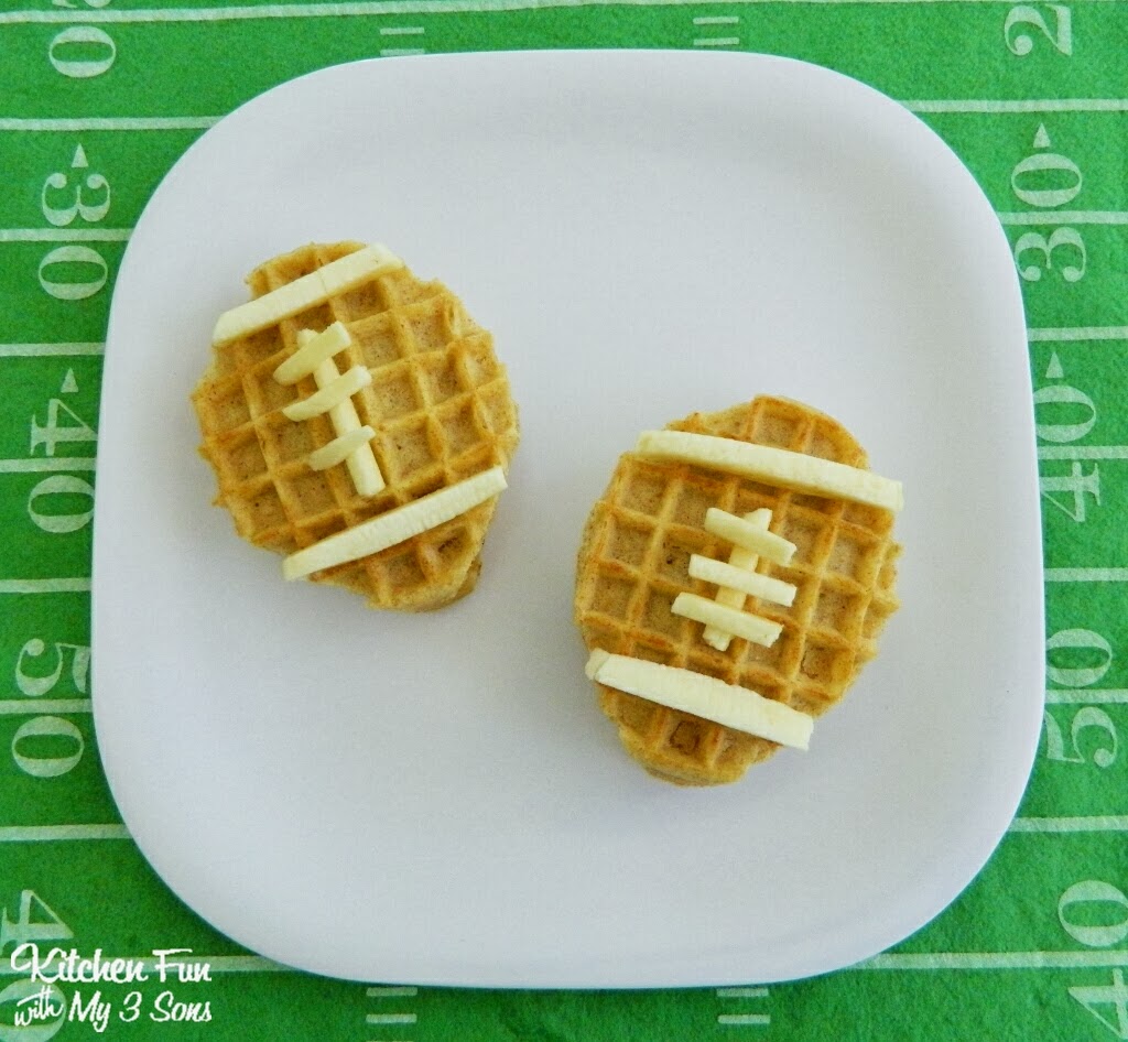 Eggo Waffle Peanut Butter and Banana Football Snacks Kitchen Fun With