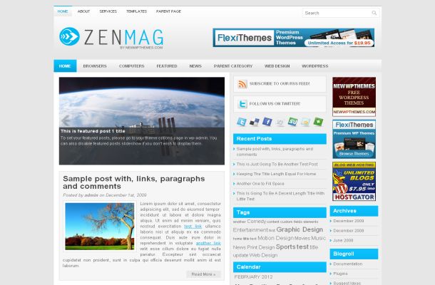 Free Wordpress Blue News Blog Theme Template Free Wordpress Blue News Blog Theme Template