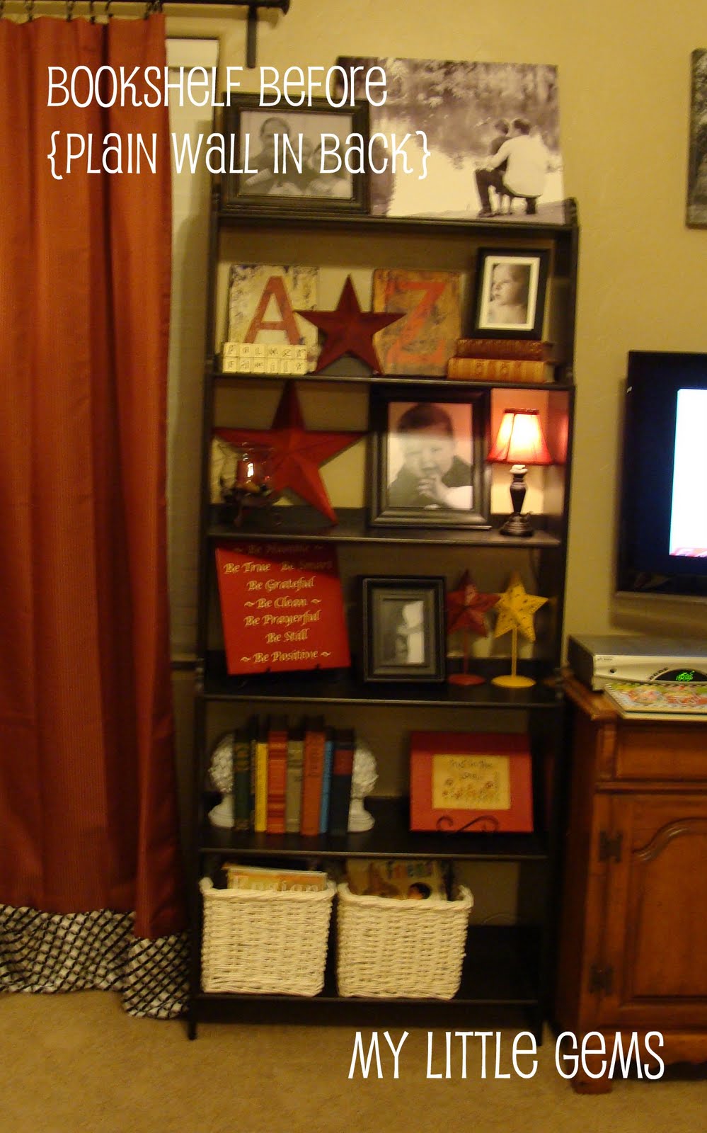 My Little Gems DIY Decorating Adding Fabric to Bookshelves