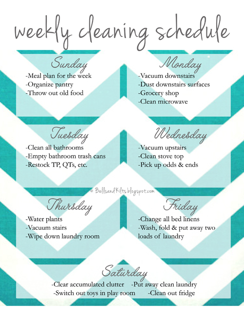 family cleaning schedule