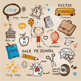手書きの学校に関する落書き・イラストhand drawn school doodles and illustrations イラスト素材1