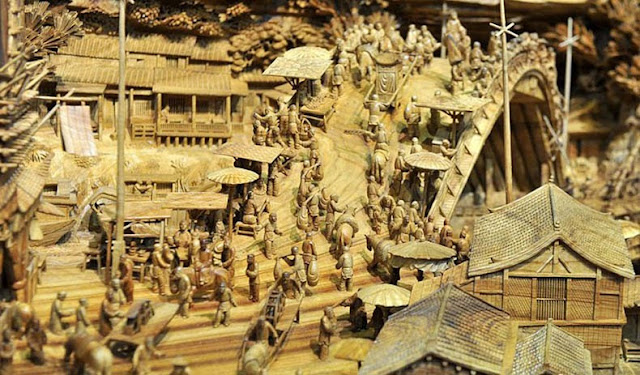 madera Zheng Chunhui obra maestra El festival Qingming junto al río