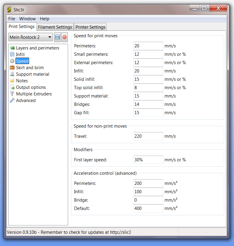 3D Print Technology & Business Repetier Host & Slic3r Settings for