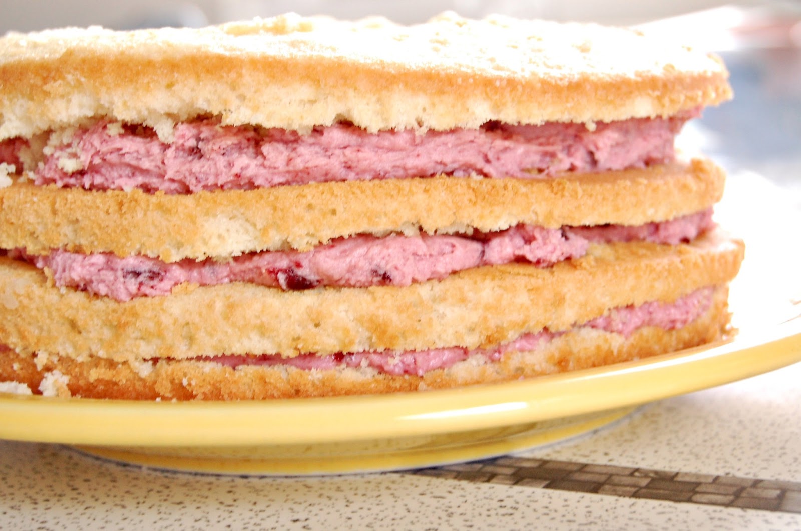 Beta Vegan Almond Cake with Cherry Buttercream Filling and Buttercream Frosting