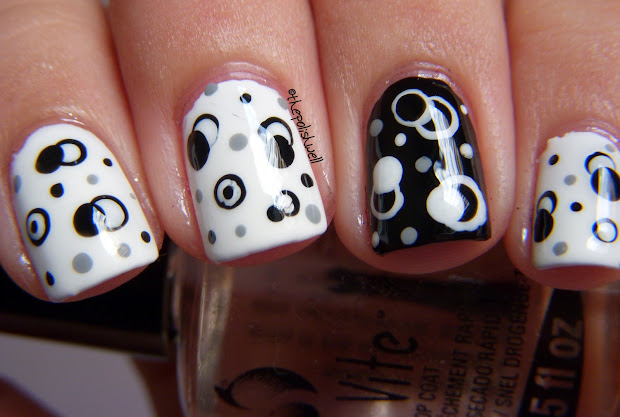 nail ideas black and white molecules