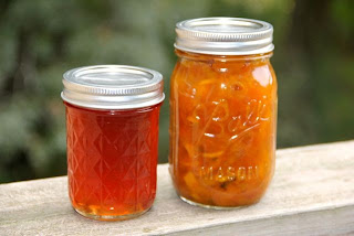 finished products (pear honey (left) pear chutney (right) photo of finished products (pear honey (left) pear chutney (right)