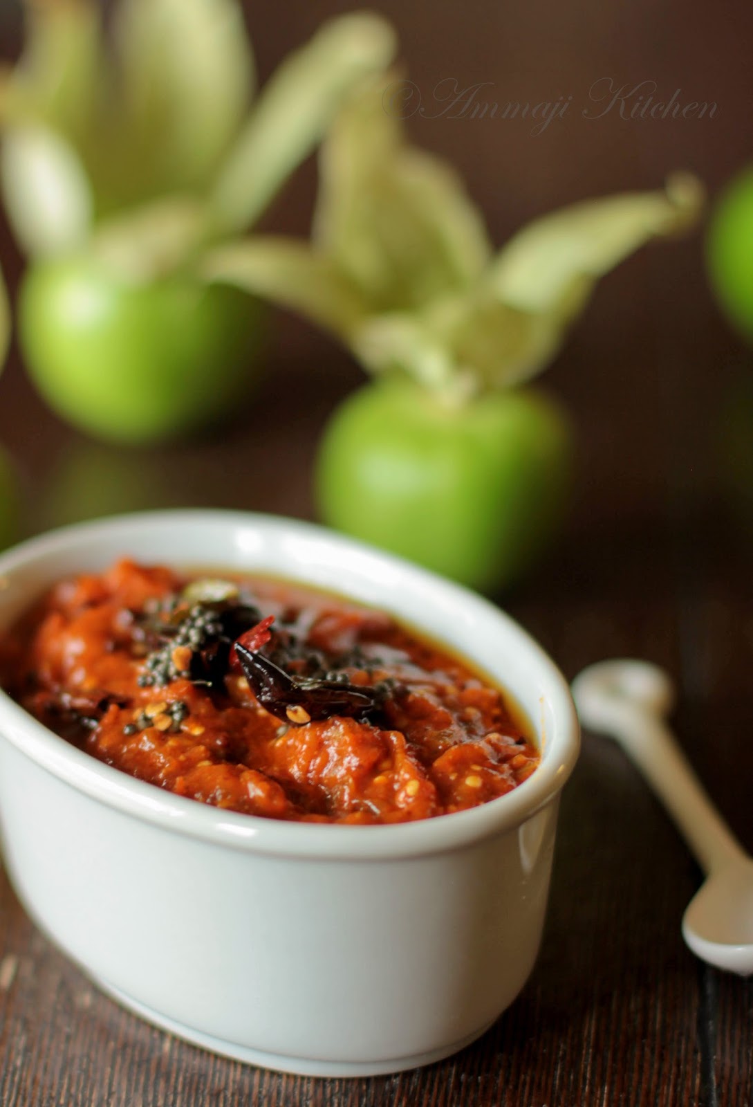 Tomatillo Pickle | Pachi Tomato Pachadi | Indian Food Recipes | Ammaji ...