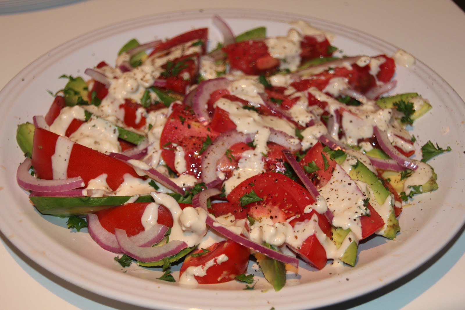 Sarah's Life in Food! Avocado, Tomato and Red Onion Salad with Blue