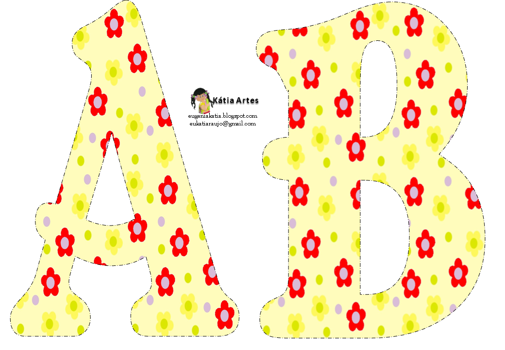 Alfabeto de flores rojas y amarillas sobre fondo amarillo claro. | Oh