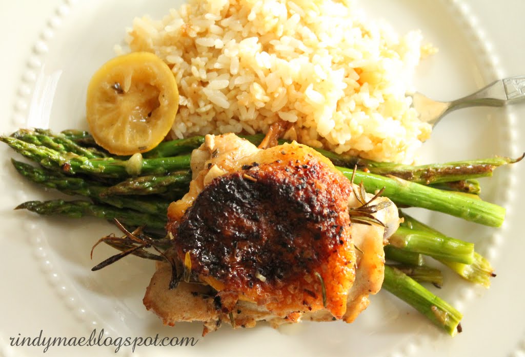 Rindy Mae Lemon & Rosemary Chicken with Pinenut Rice Pilaf