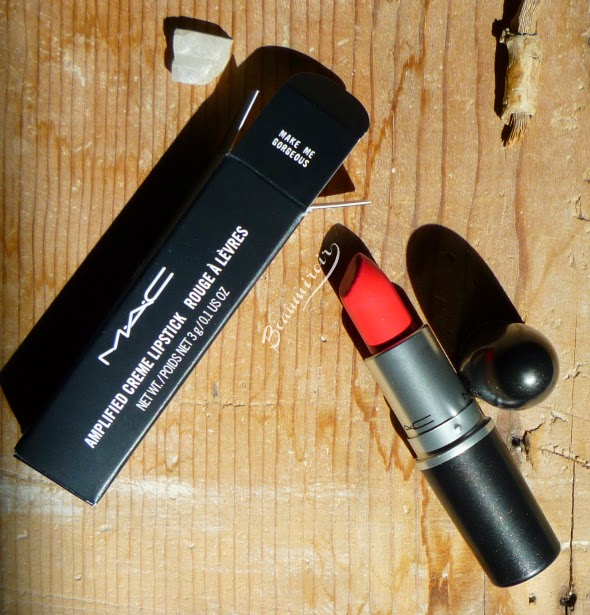MAC Make Me Gorgeous Lipstick MAC Is Beauty Collection. Coral lipstick. View of the tube.