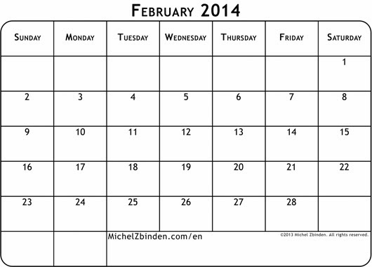 2014 blank calendars