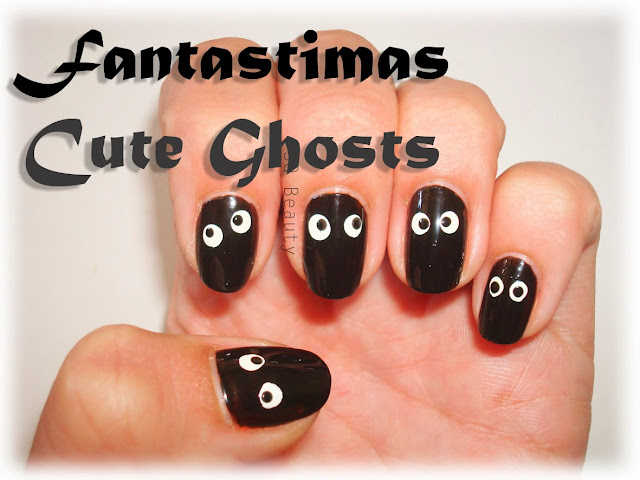 Nail Friday: Halloween Telarañas y  Fantasmitas spiderwebs and ghots manicure Silvia Quiros 