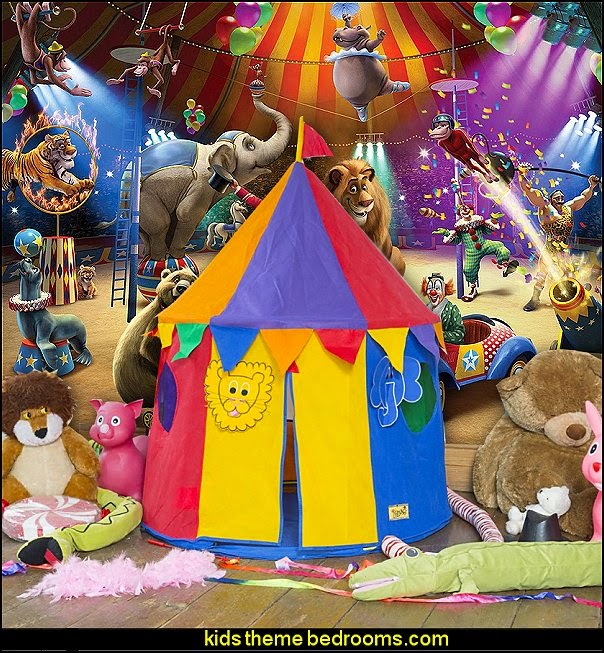 Circus Themed Decorations Ideas Part - 32: Circus Wall Mural-circus Tent Play Tent-circus Themed Playroom Decorating Ideas