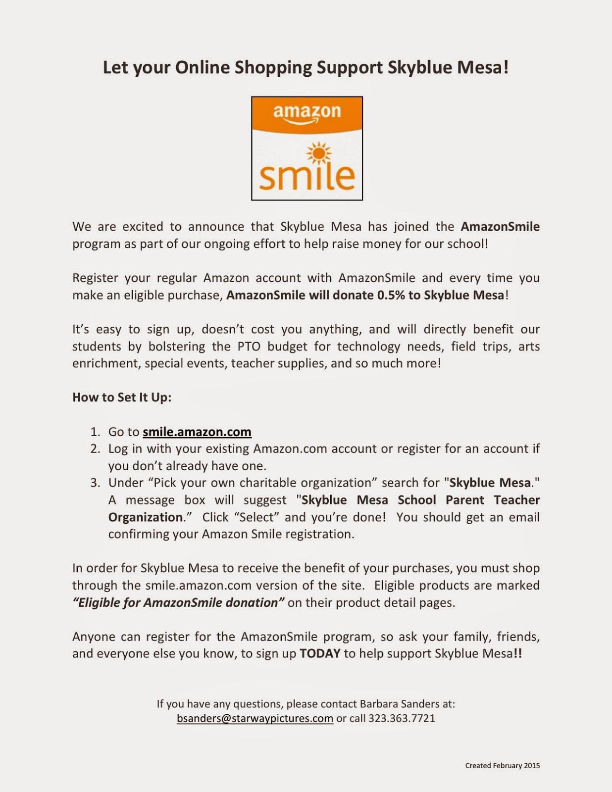 skyblue mesa pto amazon smile program amazon smile program flyer