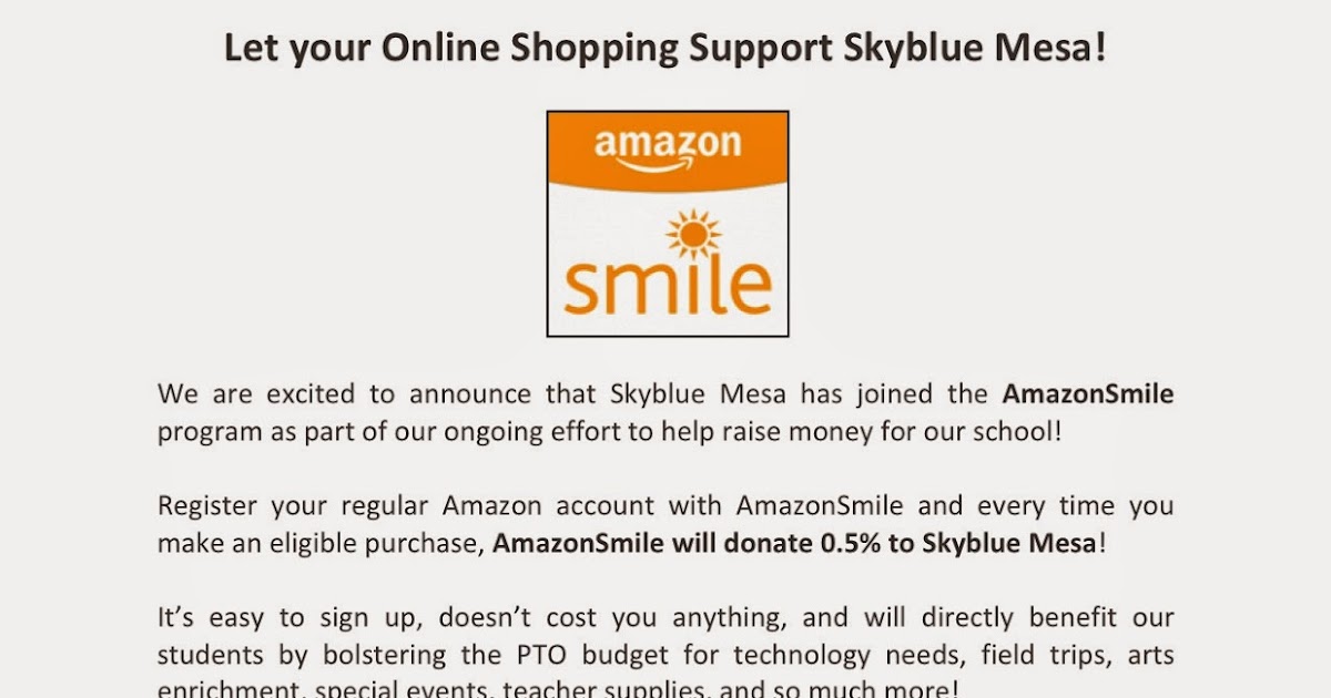 skyblue mesa pto amazon smile program amazon smile program flyer
