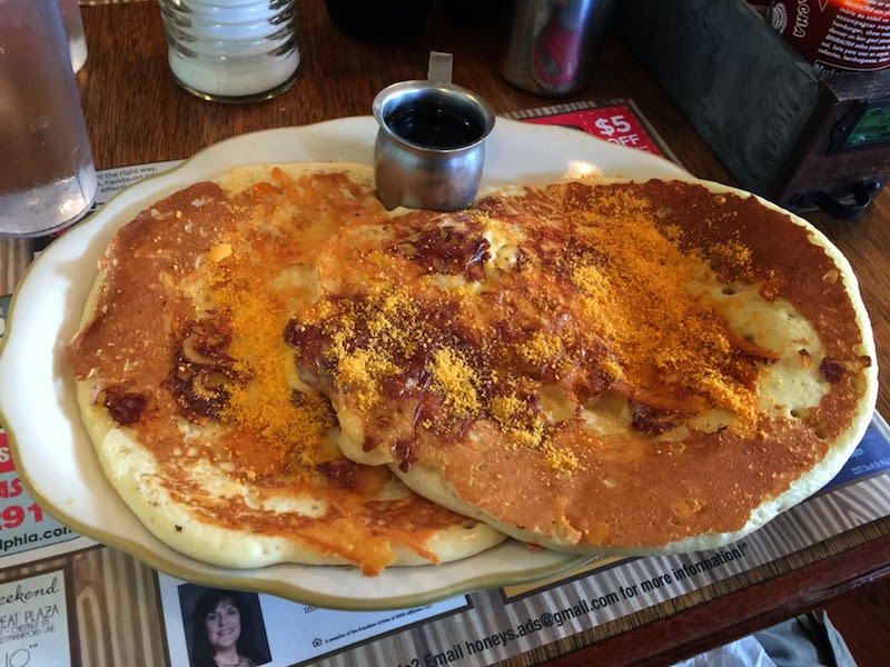 Mac n Cheese Pancake at Honey's Sit 'N Eat