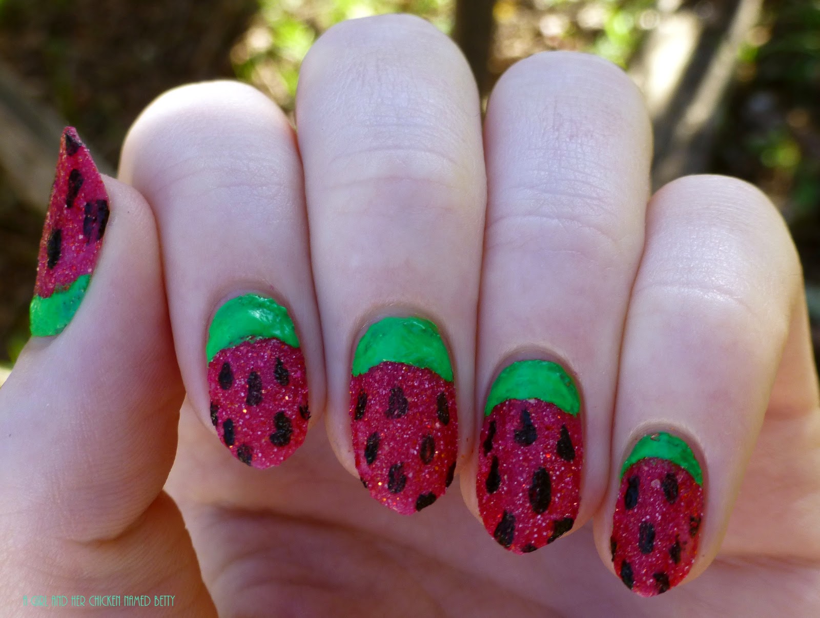 tutorial watermelon nail design