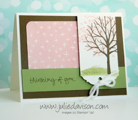 Stampin' Up! Sheltering Tree spring card with Ornate Tag Topper Punch #stampinup #occasions www.juliedavison.com
